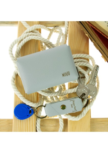 Gri Renk Isme Özel Deri Cüzdan ve Anahtarlık Takım, Yüksek Kalite Aksesuar fiyatları