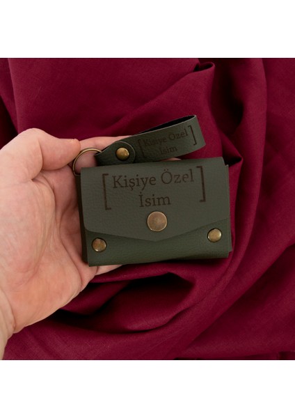 Koyu Yeşil Renk, Isme Özel Yüksek Kalite Bozuk Para Cüzdanı ve Anahtarlık Seti, Kişisel Aksesuar fırsatları