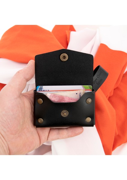 Siyah Renk Isme Özel Yüksek Kalite Bozuk Para Cüzdanı ve Anahtarlık Seti, Kişisel Aksesuar modelleri