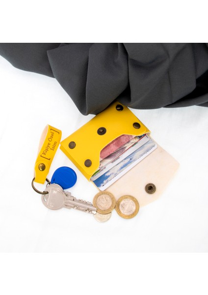 Sarı Renk Isme Özel Yüksek Kalite Bozuk Para Cüzdanı ve Anahtarlık Seti, Kişisel Aksesuar fiyatları