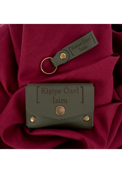 Yeşil Renk Isminize Özel Yüksek Kalite Bozuk Para Cüzdanı ve Anahtarlık Seti, Kişisel Aksesuar fiyatları