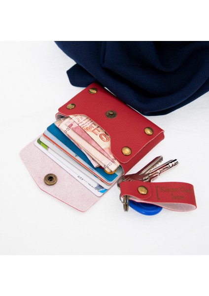 Kırmızı Renk Isme Özel Yüksek Kalite Bozuk Para Cüzdanı ve Anahtarlık Seti, Kişisel Aksesuar fırsatları