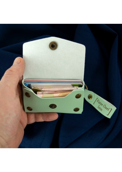 Açık Yeşil Renk Isme Özel Yüksek Kalite Bozuk Para Cüzdanı ve Anahtarlık Seti, Kişisel Aksesuar modelleri