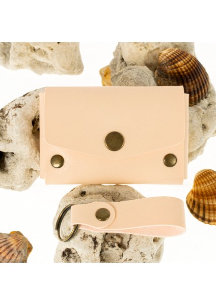 Pudra Renk Deri Cüzdan ve Anahtarlık Seti, Yüksek Kalite Hediyelik Ürün Seti fırsatları