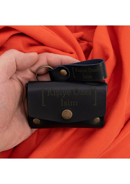 Lacivert Renk Isme Özel Yüksek Kalite Bozuk Para Cüzdanı ve Anahtarlık Seti, Kişisel Aksesuar modelleri