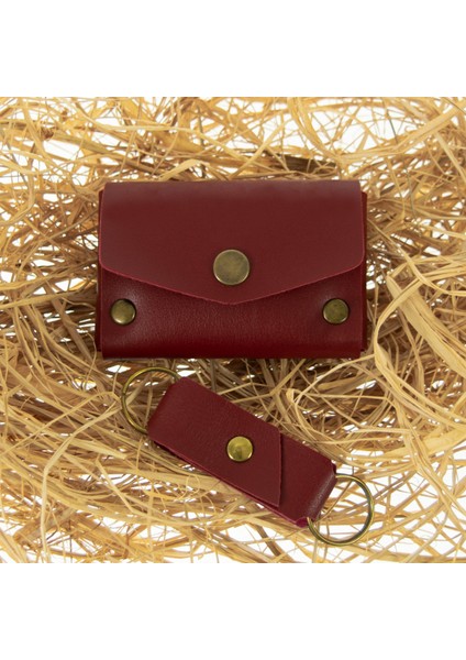 Bordo Renk Deri Cüzdan ve Anahtarlık Takımı, Yüksek Kalite Aksesuar modelleri