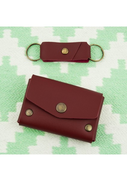 Bordo Renk Deri Cüzdan ve Anahtarlık Takımı, Yüksek Kalite Aksesuar fırsatları