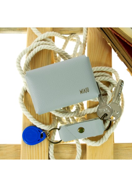 Gri Renk Deri Cüzdan ve Anahtarlık Takımı, Yüksek Kalite Aksesuar fiyatları