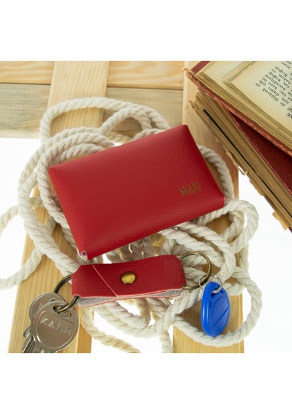 Kırmızı Renk Deri Cüzdan ve Anahtarlık Takımı, Yüksek Kalite Aksesuar fiyatları