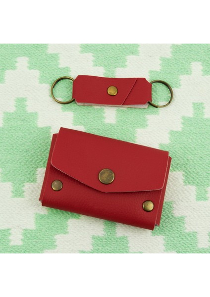 Kırmızı Renk Deri Cüzdan ve Anahtarlık Takımı, Yüksek Kalite Aksesuar modelleri