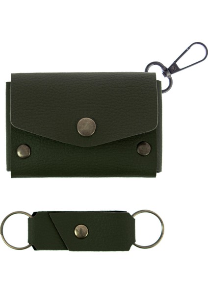 Yeşil Renk Deri Kancalı Bozuk Para Cüzdan Seti, Özel Günler Için En Iyi Hediye