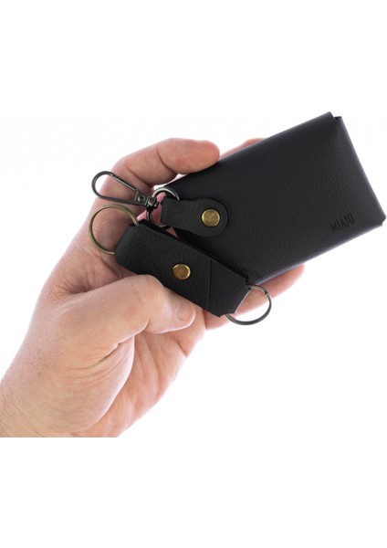 Mat Siyah Renk Deri Kancalı Bozuk Para Cüzdan Seti, Özel Günler Için En Iyi Hediye fiyatları