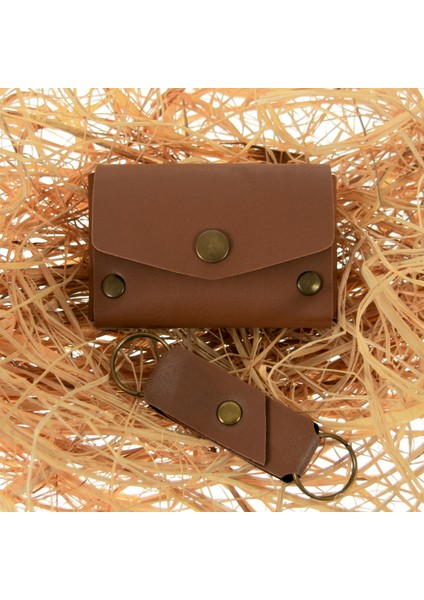 Kahve Renk Deri Cüzdan ve Anahtarlık Takımı, Yüksek Kalite Aksesuar modelleri