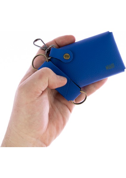 Saks Mavisi Renk Deri Kancalı Bozuk Para Cüzdan Seti, Özel Günler Için En Iyi fiyatları