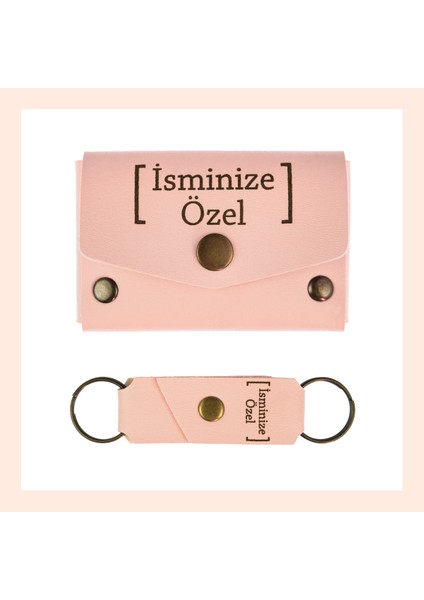 Yavru Ağzı, Isme Özel Cüzdan ve Anahtarlık Set, Kişisel Hediyelik Şık Deri Cüzdan & Anahtarlık Takım