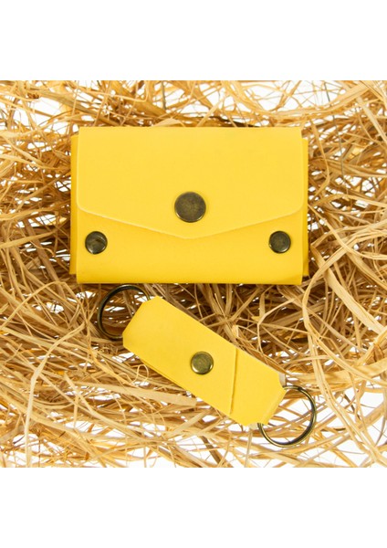 Sarı Renk Deri Cüzdan ve Anahtarlık Takımı, Yüksek Kalite Aksesuar fiyatları