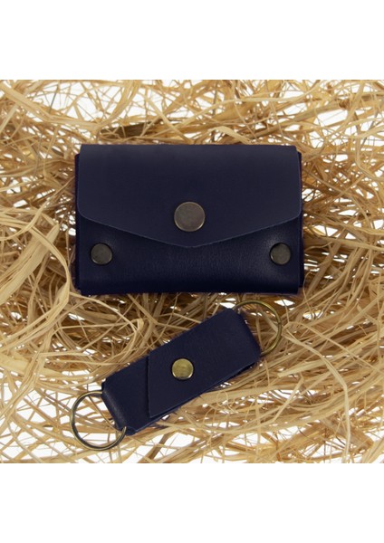 Lacivert Renk Deri Cüzdan ve Anahtarlık Takımı, Yüksek Kalite Aksesuar fiyatları