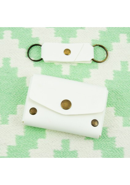 Beyaz Renk Deri Cüzdan ve Anahtarlık Takımı, Yüksek Kalite Aksesuar modelleri