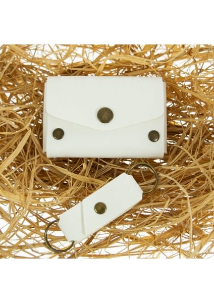 Beyaz Renk Deri Cüzdan ve Anahtarlık Takımı, Yüksek Kalite Aksesuar fırsatları