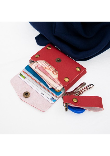 Kırmızı Renk Deri Cüzdan ve Anahtarlık Seti, Yüksek Kalite Hediyelik Ürün Seti fırsatları