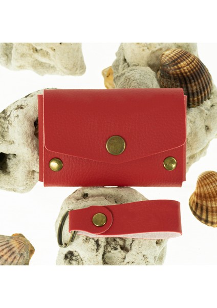 Kırmızı Renk Deri Cüzdan ve Anahtarlık Seti, Yüksek Kalite Hediyelik Ürün Seti indirimleri