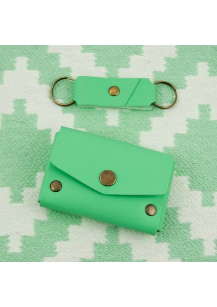 Fıstık Yeşil Renk Deri Cüzdan ve Anahtarlık Takımı, Yüksek Kalite Aksesuar fırsatları