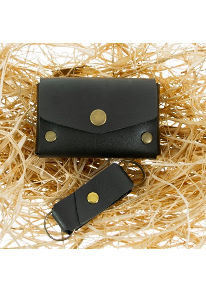 Siyah Renk Deri Cüzdan ve Anahtarlık Takımı, Yüksek Kalite Aksesuar modelleri