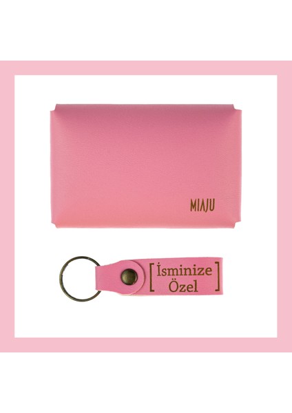 Pembe Renk, Adınıza Özel Cüzdan ve Anahtarlık Set, Hediyelik Şık Deri Cüzdan & Anahtarlık Takım fiyatları