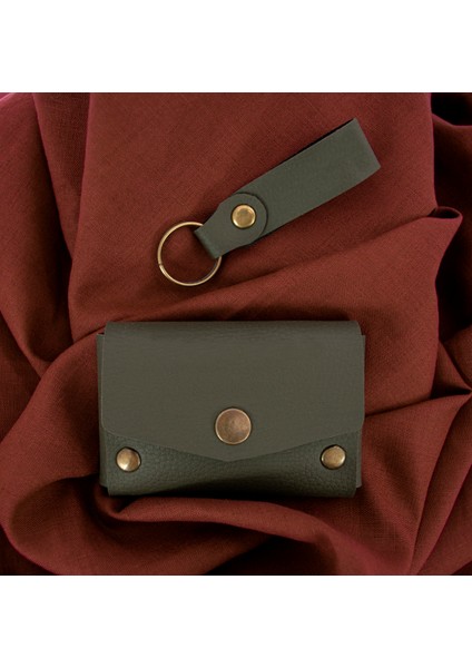 Yeşil Renk Deri Cüzdan ve Anahtarlık Seti, Yüksek Kalite Hediyelik Ürün Seti indirimleri