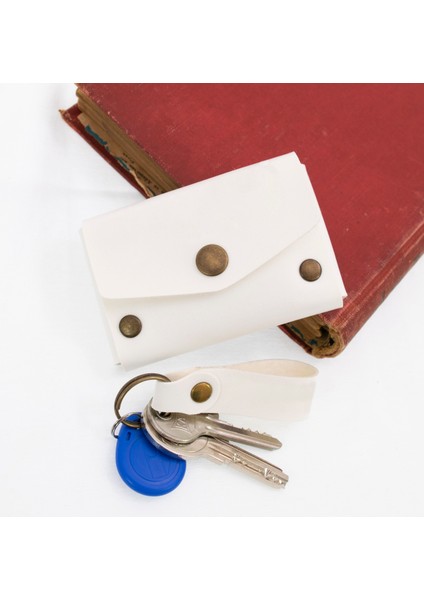 Beyaz Renk Deri Cüzdan ve Anahtarlık Seti, Yüksek Kalite Hediyelik Ürün Seti indirimleri