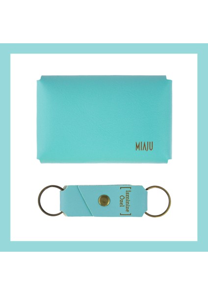 Turkuaz, Isme Özel Cüzdan ve Anahtarlık Set, Kişisel Hediyelik Şık Deri Cüzdan & Anahtarlık Takım fiyatları