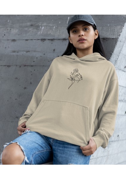 Çiçek Açan Kadın Silüet, Kadın Baskılı Sweatshirt