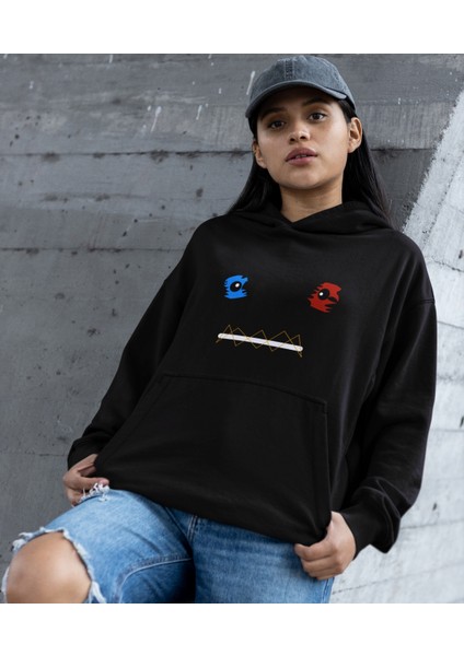Hüzünlü Geometrik Gözler Kadın Baskılı Sweatshirt