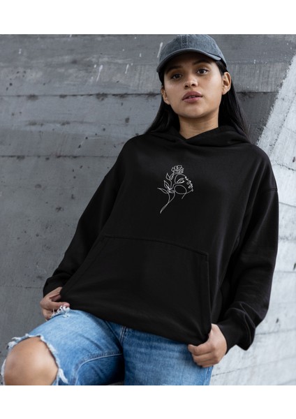 Çiçek Açan Kadın Silüet, Kadın Baskılı Sweatshirt