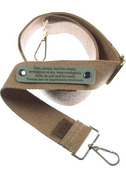 Açık Kahve Renk, Şık Tasarımlı Adınıza Özel Crossbody Çanta Omuz Askısı, 120 cm Tasarım Hediyelik