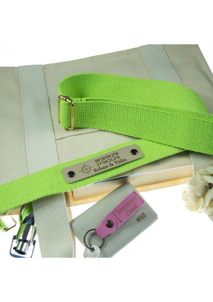 Neon Yeşil Renk, Kişiye Özel Crossbody Çanta Askısı, 220 cm Ayar Tokalı Pamuklu Uzun Çanta Kayışı fiyatları