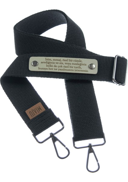 Siyah Renk, Isme Özel Eğitmenler Için Şık ve Hediyelik Çanta Askısı Tasarımı, 120 cm Kayış