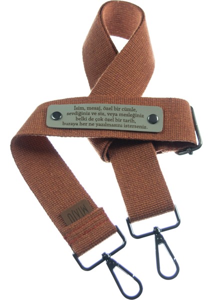 Kiremit Renk, Metal Aksamlı, Kişiye Özel Hediyelik Çanta Askısı, 120 cm Tote Çanta Askısı, Armağan