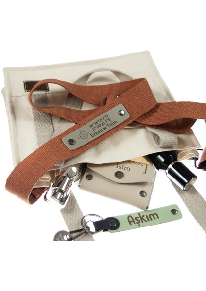 Kiremit Renk, Metal Aksamlı, Kişiye Özel Hediyelik Çanta Askısı, 120 cm Tote Çanta Askısı, Armağan fırsatları