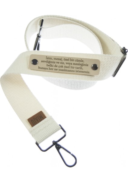 Krem Renk, Kişiye Özel, Crossbody Çanta Askısı, Ayar Tokalı Pamuklu, 140 cm Uzun Çanta Kayışı