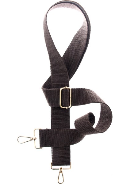 Koyu Kahve Renk, 185 cm Uzunlukta, Altın Metal Aksesuarlı, Omuz Askısı,