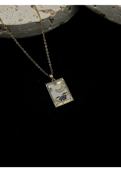 Altın Kaplama The Moon Tarot Kolye Gold