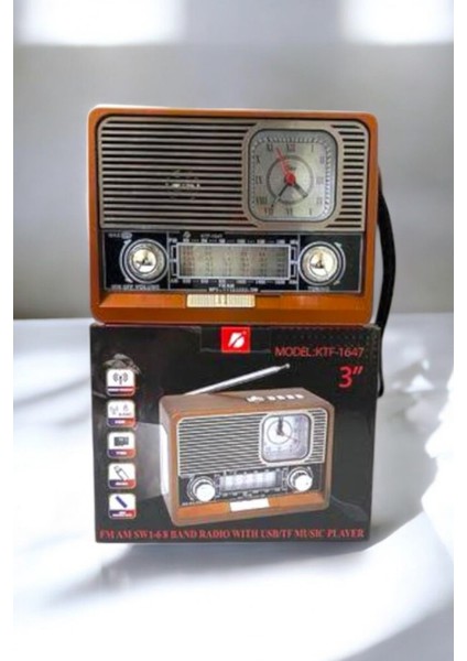 Ahşap Görünümlü Retro Bluetooth Radyo Usb,aux ve Sd Kart Girişli