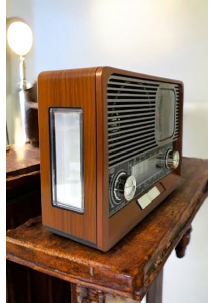 Ahşap Görünümlü Retro Bluetooth Radyo Usb,aux ve Sd Kart Girişli