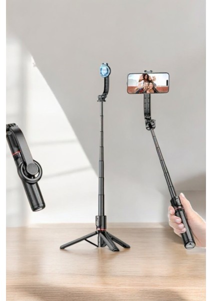 Kumandalı Tripod Telefon Tutucu Selfie Çubuğu 360 Derece Dönebilen