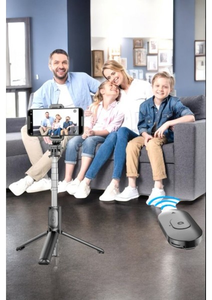 Kumandalı Tripod Telefon Tutucu Selfie Çubuğu 360 Derece Dönebilen