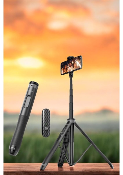 Kumandalı Tripod Telefon Tutucu Selfie Çubuğu 360 Derece Dönebilen