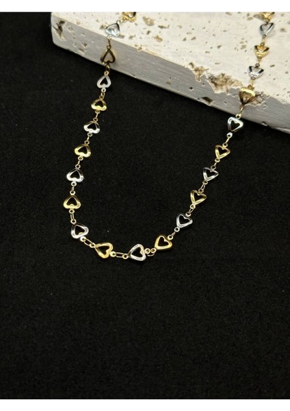 Kalp Kolye Silver&gold