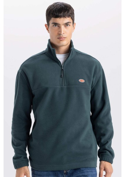 Relax Fit Dik Yaka Fermuarlı Polar Sweatshirt D2348AX24AU