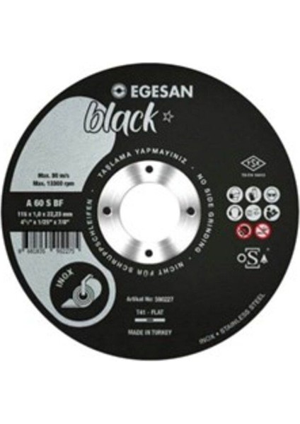 Black 115X1.0X22.23 Inox Paslanmaz Çelik Ince Kesme Diski 590227 (A 60 S Bf) fiyatları